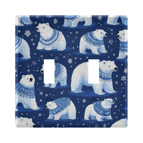 Dailycode Light Switch Plate Covers 2 Gang Wall Plate Plastics Outlet Covers for Kitchen Home Office Decor White Winter Polar Bears