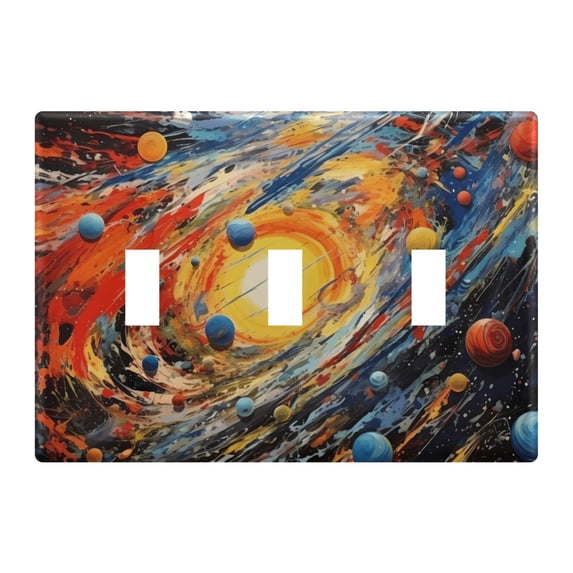 Dailycode Light Switch Plate Covers 3 Gang Wall Plate Plastics Outlet Covers for Kitchen Home Office Decor Abstract Solar System