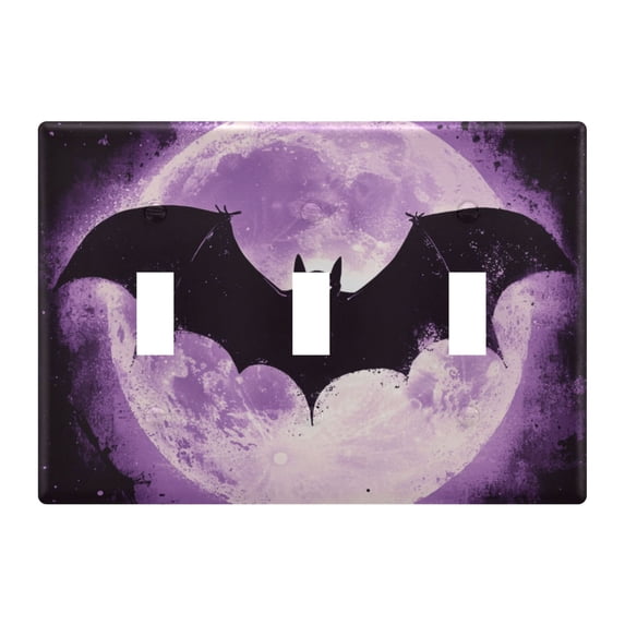Dailycode Light Switch Plate Covers 3 Gang Wall Plate Plastics Outlet Covers for Kitchen Home Office Decor Bat and Moon