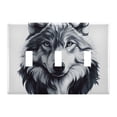thumbnail image 1 of Dailycode Light Switch Plate Covers 3 Gang Wall Plate Plastics Outlet Covers for Kitchen Home Office Decor Black White Wolf Face, 1 of 8