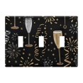 thumbnail image 1 of Dailycode Light Switch Plate Covers 3 Gang Wall Plate Plastics Outlet Covers for Kitchen Home Office Decor Champagne Fireworks and Glasses, 1 of 8