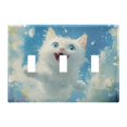 thumbnail image 1 of Dailycode Light Switch Plate Covers 3 Gang Wall Plate Plastics Outlet Covers for Kitchen Home Office Decor Cute Cat Flying in Sky, 1 of 8