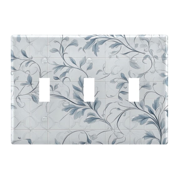Dailycode Light Switch Plate Covers 3 Gang Wall Plate Plastics Outlet Covers for Kitchen Home Office Decor Elegant Vintage Flower on Grid