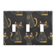 thumbnail image 1 of Dailycode Light Switch Plate Covers 3 Gang Wall Plate Plastics Outlet Covers for Kitchen Home Office Decor Happy Black Cats, 1 of 8