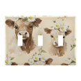 thumbnail image 1 of Dailycode Light Switch Plate Covers 3 Gang Wall Plate Plastics Outlet Covers for Kitchen Home Office Decor Highland Cattle with Garland, 1 of 8