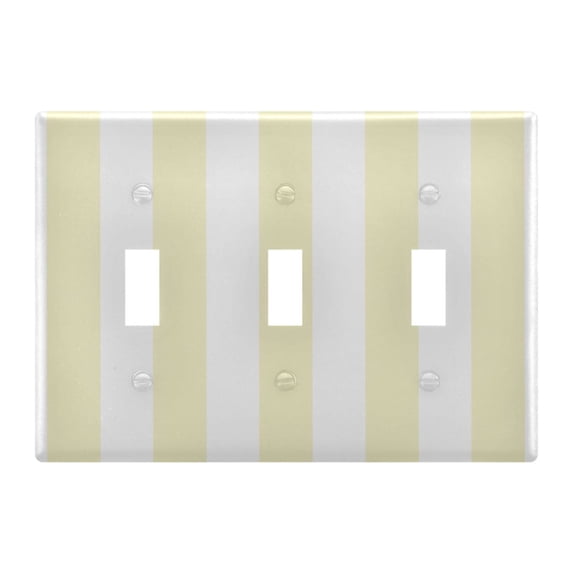Dailycode Light Switch Plate Covers 3 Gang Wall Plate Plastics Outlet Covers for Kitchen Home Office Decor Light Yellow and White Stripes