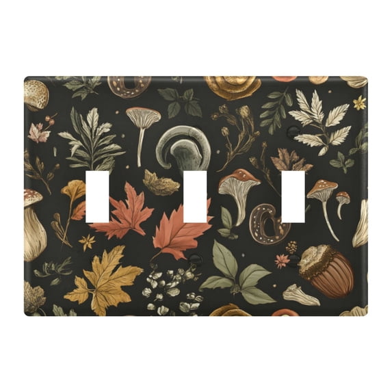 Dailycode Light Switch Plate Covers 3 Gang Wall Plate Plastics Outlet Covers for Kitchen Home Office Decor Mushroom Weed Leaves Herb