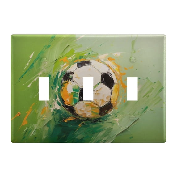 Dailycode Light Switch Plate Covers 3 Gang Wall Plate Plastics Outlet Covers for Kitchen Home Office Decor Oil Art Football