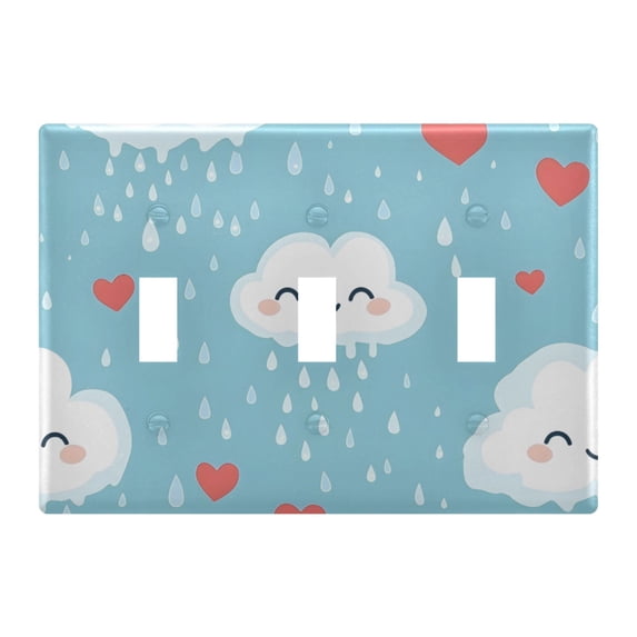 Dailycode Light Switch Plate Covers 3 Gang Wall Plate Plastics Outlet Covers for Kitchen Home Office Decor Rain Cloud Heart
