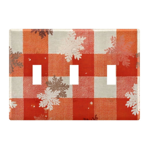 Dailycode Light Switch Plate Covers 3 Gang Wall Plate Plastics Outlet Covers for Kitchen Home Office Decor Snowflake Red Plaid
