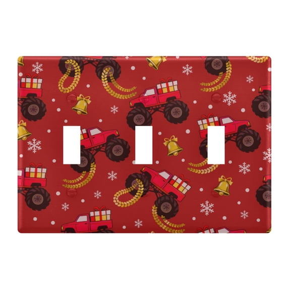 Dailycode Light Switch Plate Covers 3 Gang Wall Plate Plastics Outlet Covers for Kitchen Home Office Decor Truck Bell Snowflake