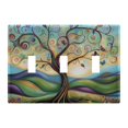 thumbnail image 1 of Dailycode Light Switch Plate Covers 3 Gang Wall Plate Plastics Outlet Covers for Kitchen Home Office Decor Vibrant Whimsical Tree, 1 of 8