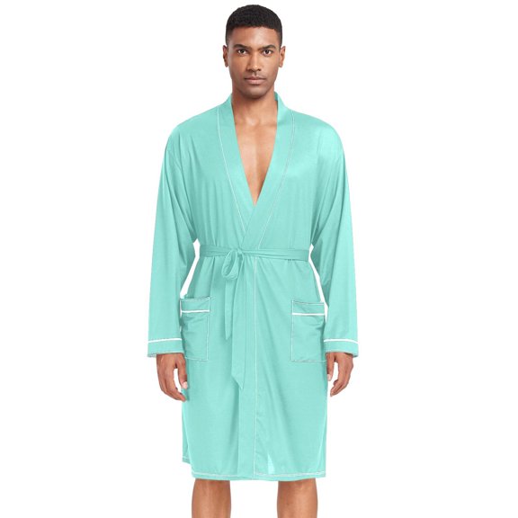 Dailycode Men Robe Lightweight Soft Bathrobes Kimono Nightgown Calamine Blue