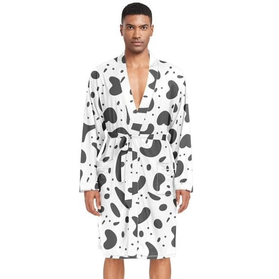 Dailycode Men Robe Lightweight Soft Bathrobes Kimono Nightgown Cartoon Doodle