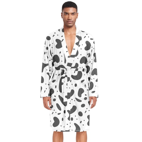 Dailycode Men Robe Lightweight Soft Bathrobes Kimono Nightgown Cartoon Doodle