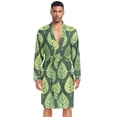 thumbnail image 1 of Dailycode Men Robe Lightweight Soft Bathrobes Kimono Nightgown Cartoon Green Leaves Row, 1 of 6