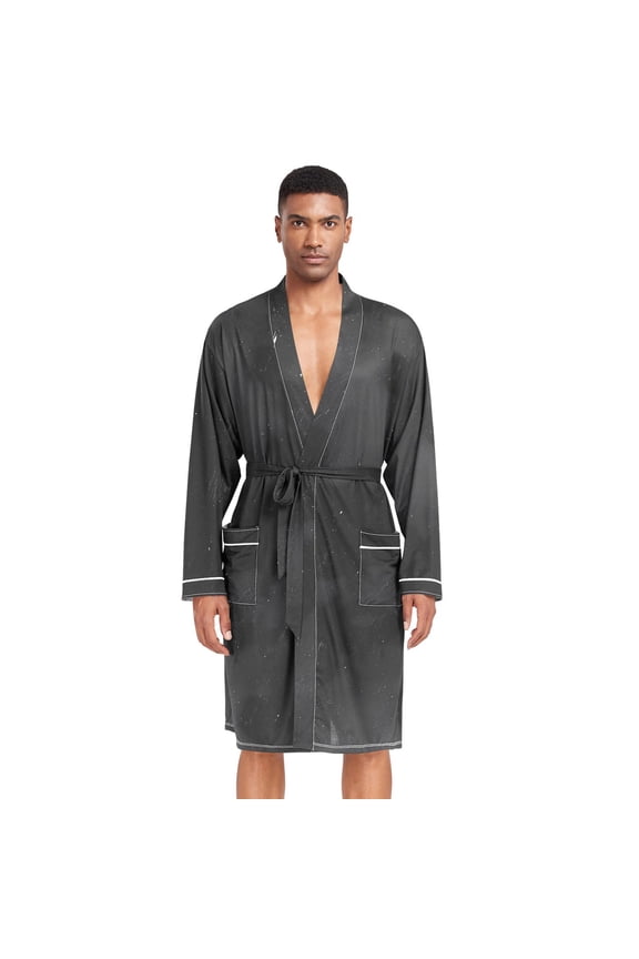 Men Robe Lightweight Soft Bathrobes Kimono Nightgown Clouds Starry Sky