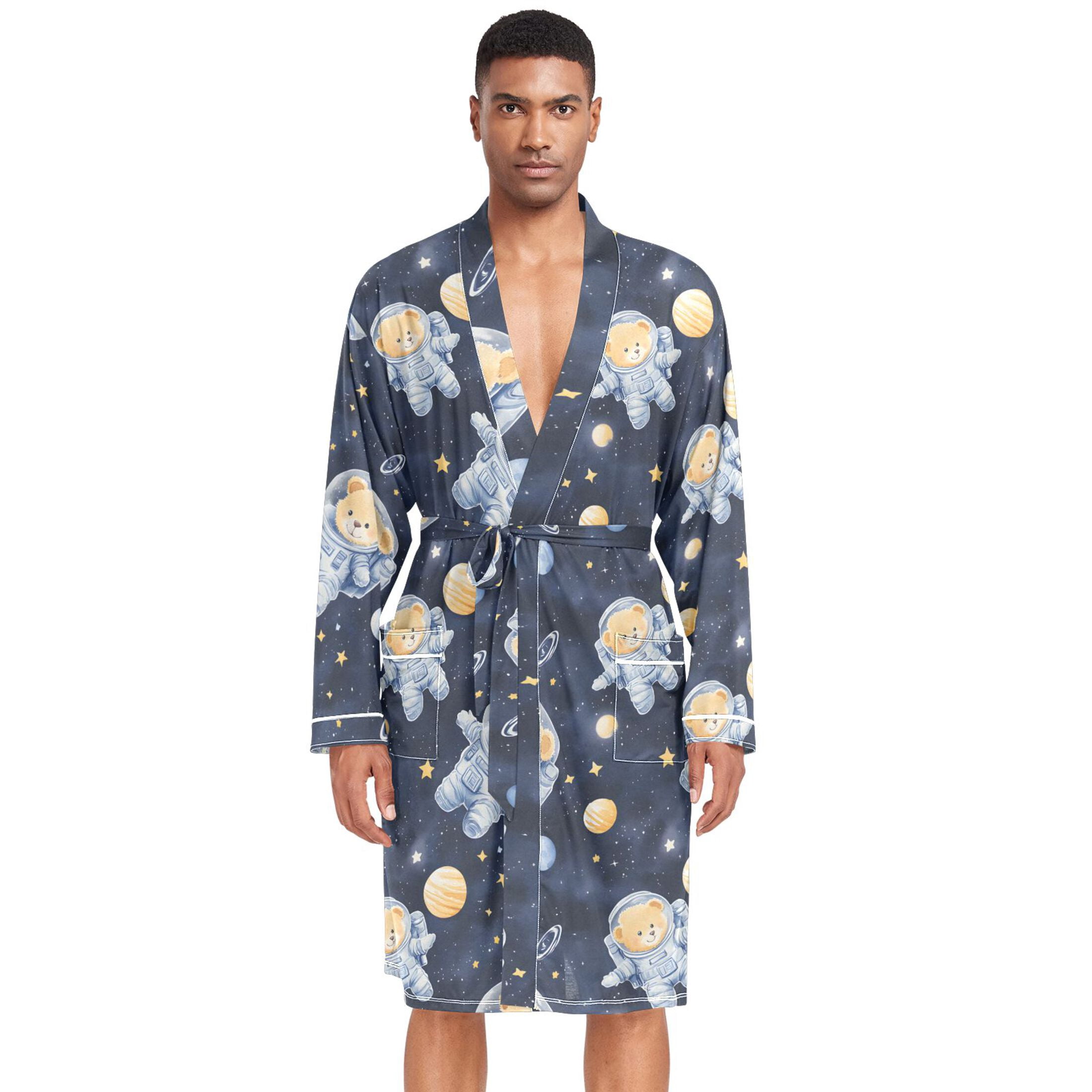 A Space Robe Dailycode Men Robe Lightweight Soft Bathrobes Kimono Nightgown Cute ...