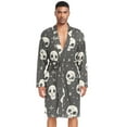 thumbnail image 1 of Dailycode Men Robe Lightweight Soft Bathrobes Kimono Nightgown Cute Skull with Star, 1 of 6