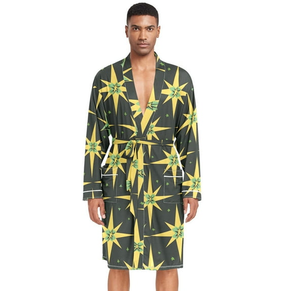 Dailycode Men Robe Lightweight Soft Bathrobes Kimono Nightgown Flashing Stars