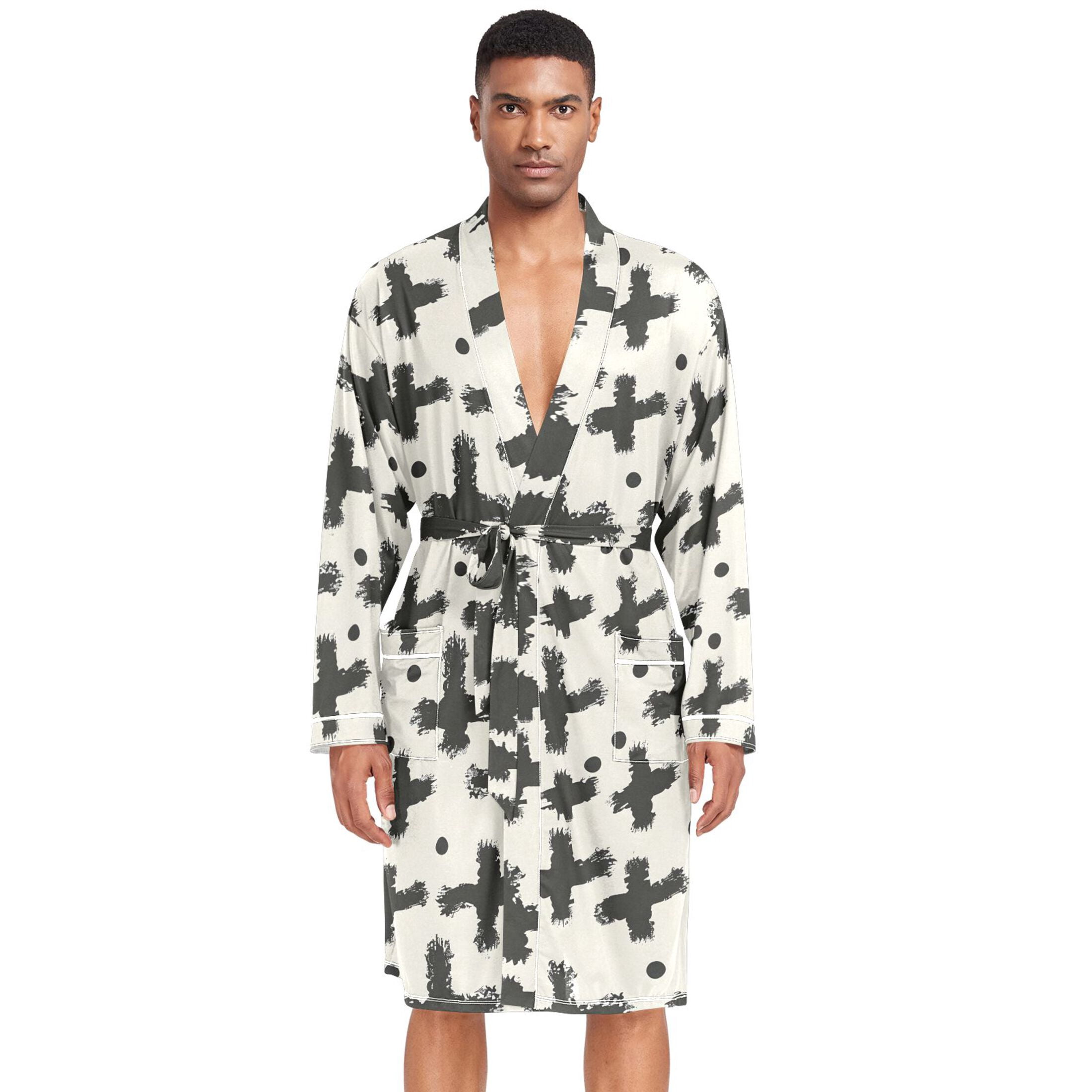 Dailycode Men Robe Lightweight Soft Bathrobes Kimono Nightgown Hand ...