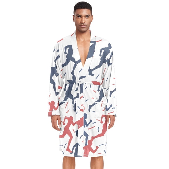 Dailycode Men Robe Lightweight Soft Bathrobes Kimono Nightgown Human Runing
