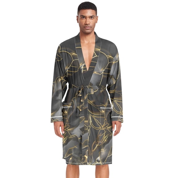 Dailycode Men Robe Lightweight Soft Bathrobes Kimono Nightgown Luxury Black Rose