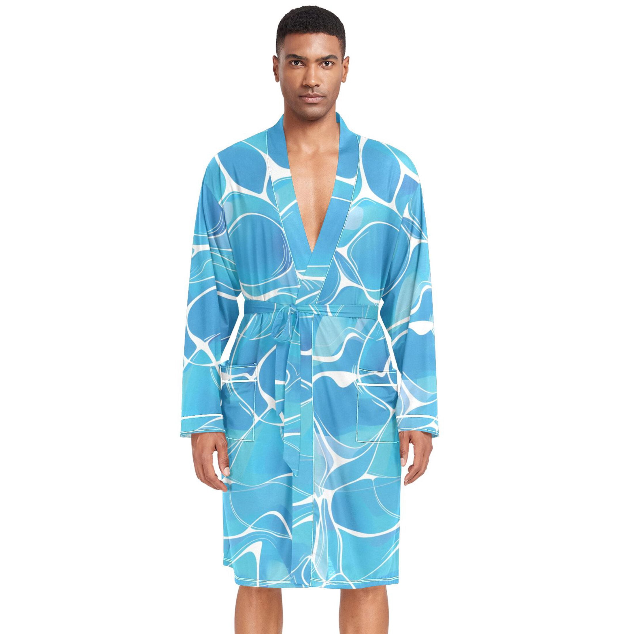 Men Pool Robe Dailycode Men Robe Lightweight Soft Bathrobes Kimono Nightgown Pool ...