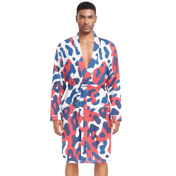 Dailycode Men Robe Lightweight Soft Bathrobes Kimono Nightgown Red Leopard