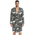 thumbnail image 1 of Dailycode Men Robe Lightweight Soft Bathrobes Kimono Nightgown Shark Outline, 1 of 6