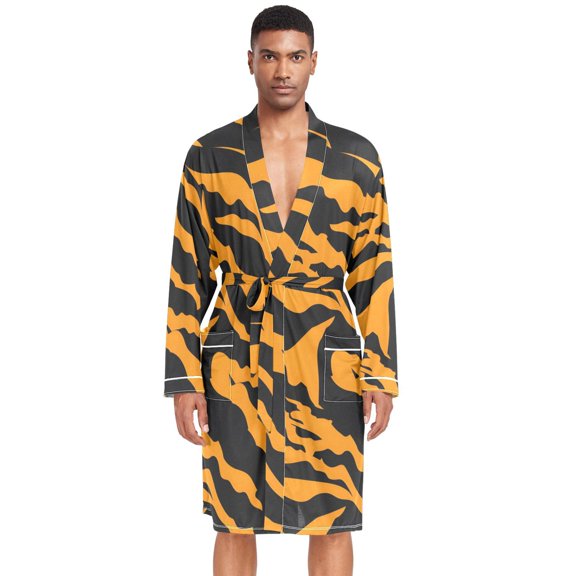 Dailycode Men Robe Lightweight Soft Bathrobes Kimono Nightgown Tiger Print