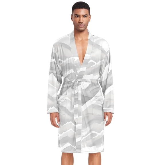Dailycode Men Robe Lightweight Soft Bathrobes Kimono Nightgown Watercolor Mountain Ridge