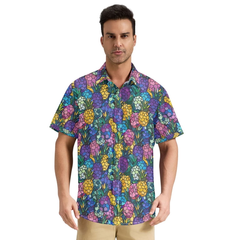 pineapple dress shirt mens Amazon.com: Black Pineapple Mens Pineapple Shirt Short Sleeve Button Down Hawaiian Shirts Casual Summer Tops : Sports & Outdoors