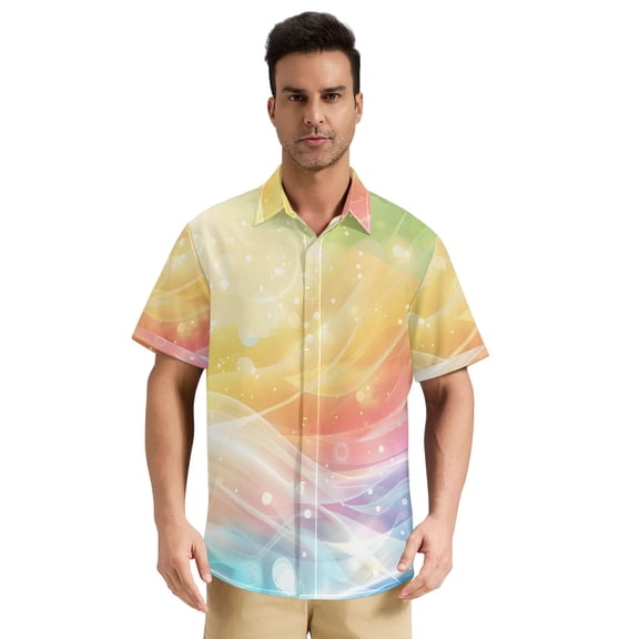 Dailycode Men's Casual Button Down Shirts Short Sleeve Summer Hawaiian Beach Shirt, Summer Wave