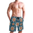 thumbnail image 1 of Dailycode Men's Quick Dry Swim Trunks Beach Shorts Casual Summer Board Shorts with Pockets, Arabesque Floral Flowers, 1 of 8