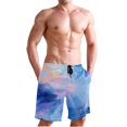 thumbnail image 1 of Dailycode Men's Quick Dry Swim Trunks Beach Shorts Casual Summer Board Shorts with Pockets, Azure Blue Marble, 1 of 8