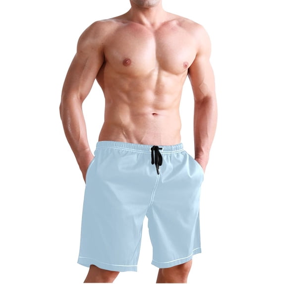 Dailycode Men's Quick Dry Swim Trunks Beach Shorts Casual Summer Board Shorts with Pockets, Baby Blue