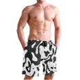 thumbnail image 1 of Dailycode Men's Quick Dry Swim Trunks Beach Shorts Casual Summer Board Shorts with Pockets, Black and Graffiti, 1 of 8