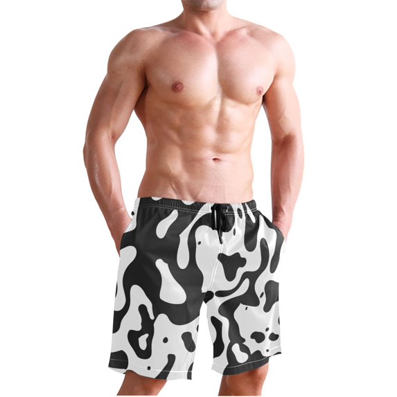 Dailycode Men's Quick Dry Swim Trunks Beach Shorts Casual Summer Board Shorts with Pockets, Black and Graffiti