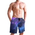 thumbnail image 1 of Dailycode Men's Quick Dry Swim Trunks Beach Shorts Casual Summer Board Shorts with Pockets, Blue Planet in Space, 1 of 8