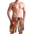 thumbnail image 1 of Dailycode Men's Quick Dry Swim Trunks Beach Shorts Casual Summer Board Shorts with Pockets, Blue Red Orange Tie Dye, 1 of 8