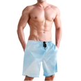 thumbnail image 1 of Dailycode Men's Quick Dry Swim Trunks Beach Shorts Casual Summer Board Shorts with Pockets, Blue White Abstract Geometric Lines, 1 of 8