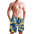 thumbnail image 1 of Dailycode Men's Quick Dry Swim Trunks Beach Shorts Casual Summer Board Shorts with Pockets, Blue and Yellow Camouflage, 1 of 8