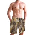 thumbnail image 1 of Dailycode Men's Quick Dry Swim Trunks Beach Shorts Casual Summer Board Shorts with Pockets, Brown Snake Skin, 1 of 8