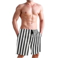 thumbnail image 1 of Dailycode Men's Quick Dry Swim Trunks Beach Shorts Casual Summer Board Shorts with Pockets, Carbon Black and White Stripes, 1 of 8