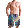 thumbnail image 1 of Dailycode Men's Quick Dry Swim Trunks Beach Shorts Casual Summer Board Shorts with Pockets, Castle Bridge Starry Sky, 1 of 8