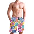 thumbnail image 1 of Dailycode Men's Quick Dry Swim Trunks Beach Shorts Casual Summer Board Shorts with Pockets, Circle Graffiti, 1 of 8