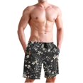 thumbnail image 1 of Dailycode Men's Quick Dry Swim Trunks Beach Shorts Casual Summer Board Shorts with Pockets, Dark Floral and Botanical Flower, 1 of 8