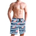 thumbnail image 1 of Dailycode Men's Quick Dry Swim Trunks Beach Shorts Casual Summer Board Shorts with Pockets, Flamingo with Heart, 1 of 8