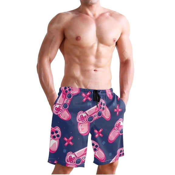 Dailycode Men's Quick Dry Swim Trunks Beach Shorts Casual Summer Board Shorts with Pockets, Gaming Joysticks and Button